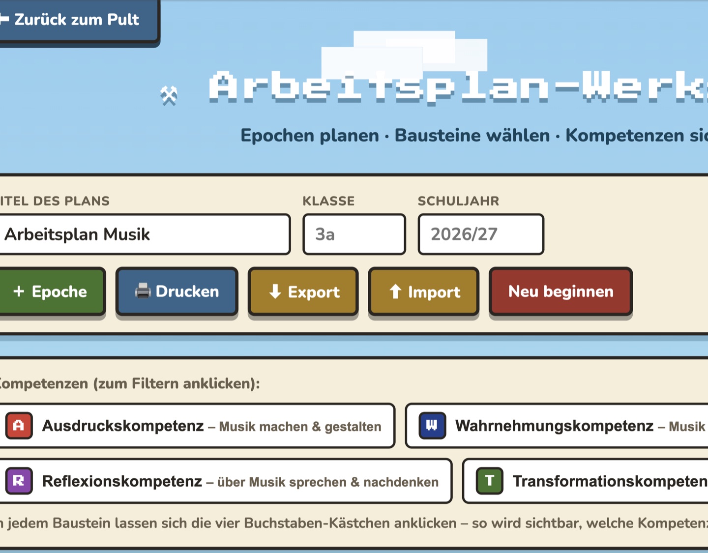 Export, Import und Druck